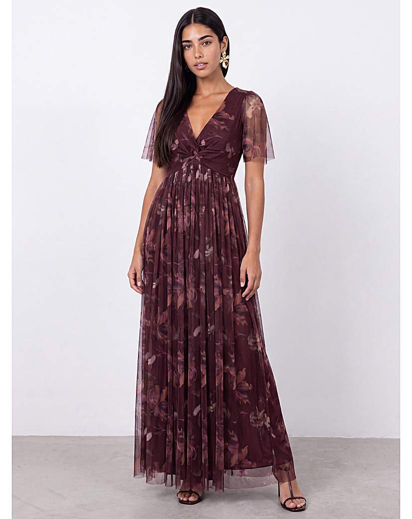 Anaya Floral Print V Neck Maxi Dress