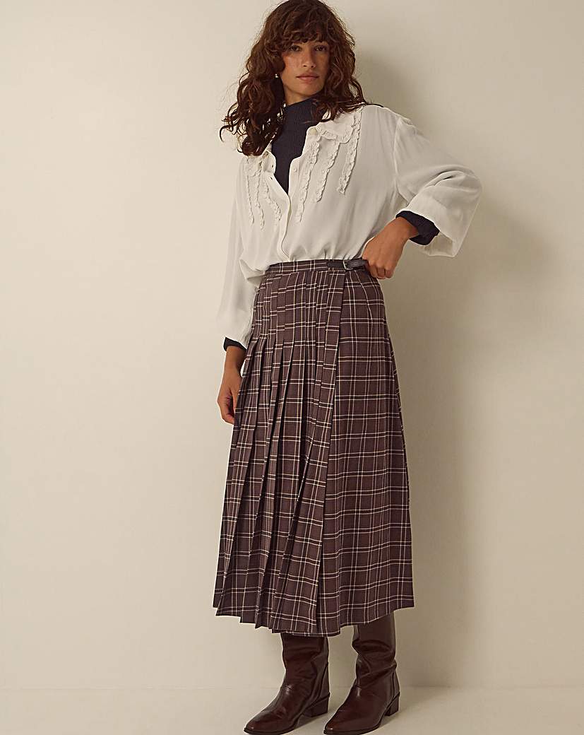 Monsoon Gracie Check Print Midi Skirt