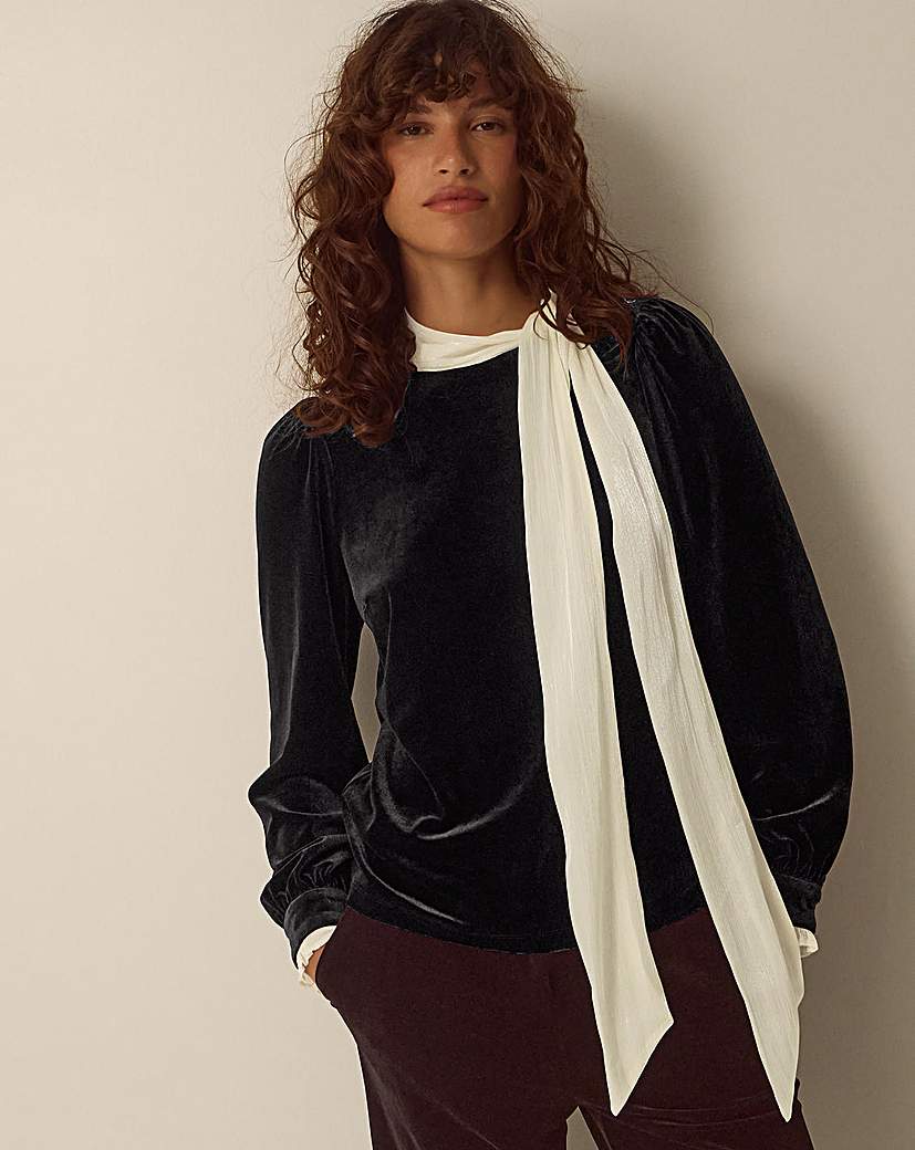 Monsoon Tia Tie Neck Velvet Top
