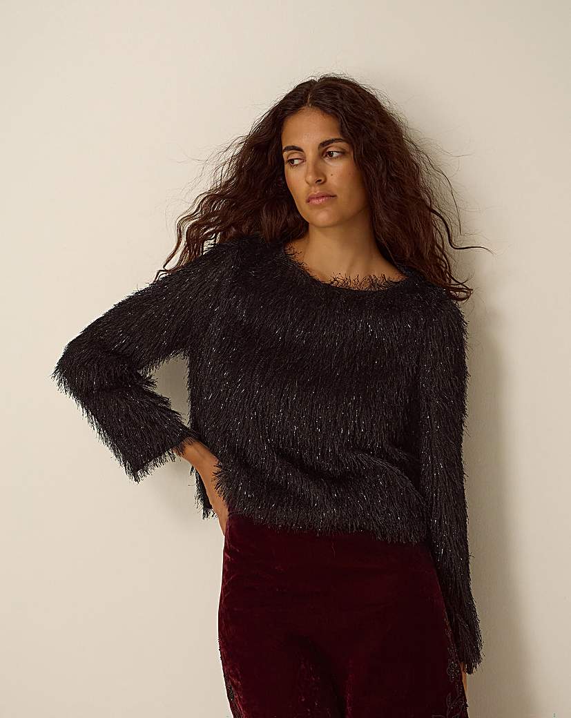 Monsoon Tessa Long Sleeve Fringe Top