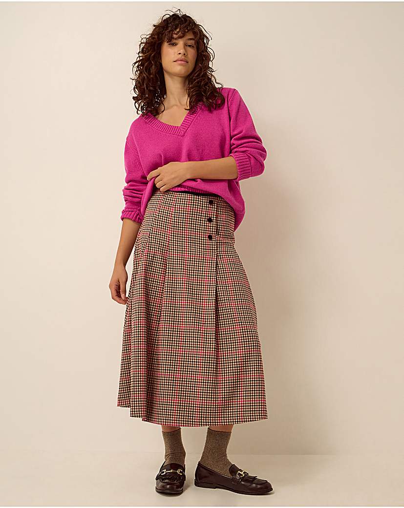 Monsoon Shelly Check Midi Skirt