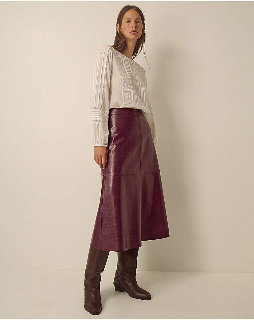 Monsoon Pippa Faux Leather Midi Skirt