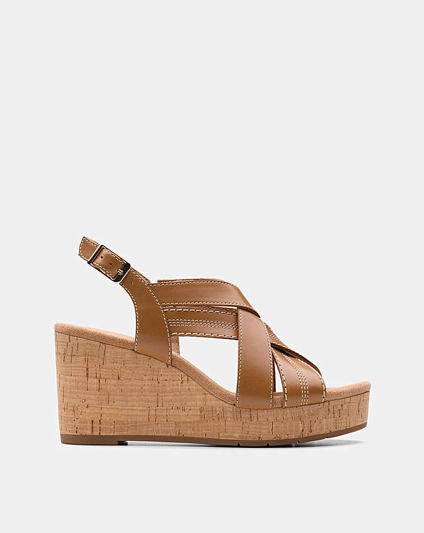 Clarks Sabina Wedge Sandal E Fit - Tan