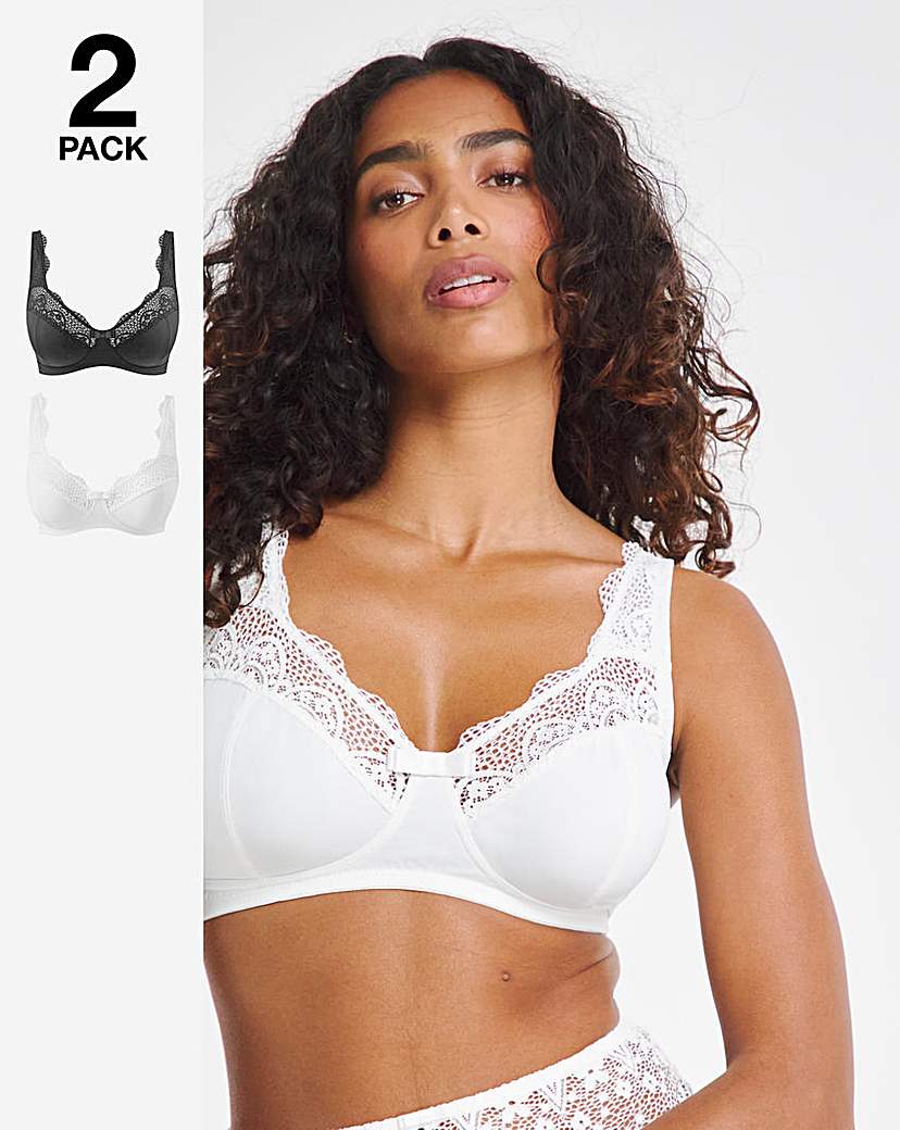 2 Pack Lottie Lace White/Black Bras