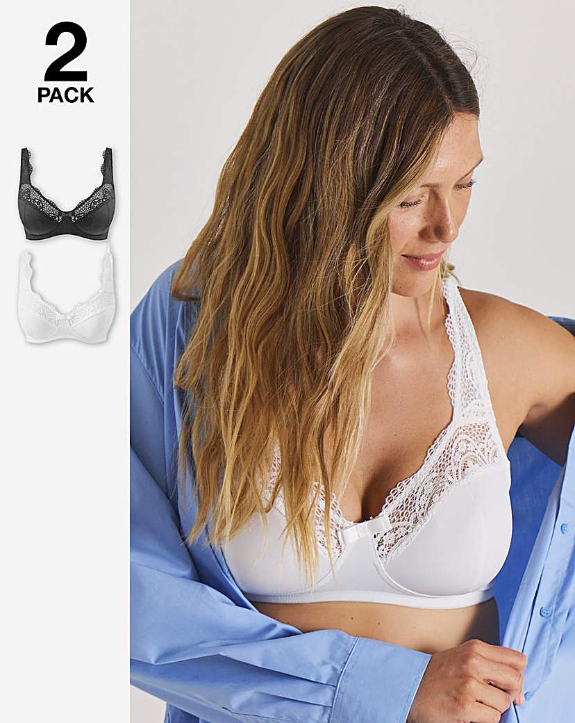 2 Pack Lottie Lace Bras White/Black