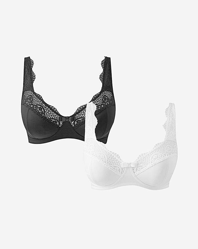 2 Pack Lottie Lace White/Black Bras