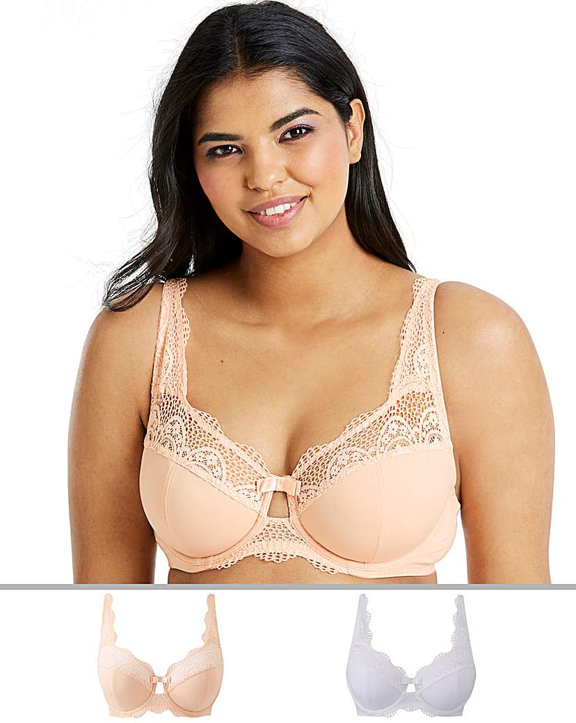 Pretty Secrets 2 PK Lottie Lace Blush/White Wired Bras