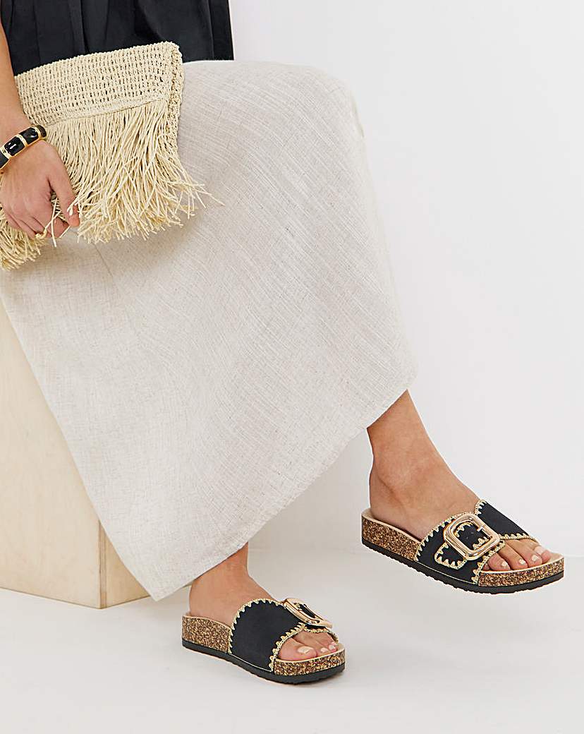 Women's Heavenly Feet REED Womens Mules Sandals Black - Size: 5