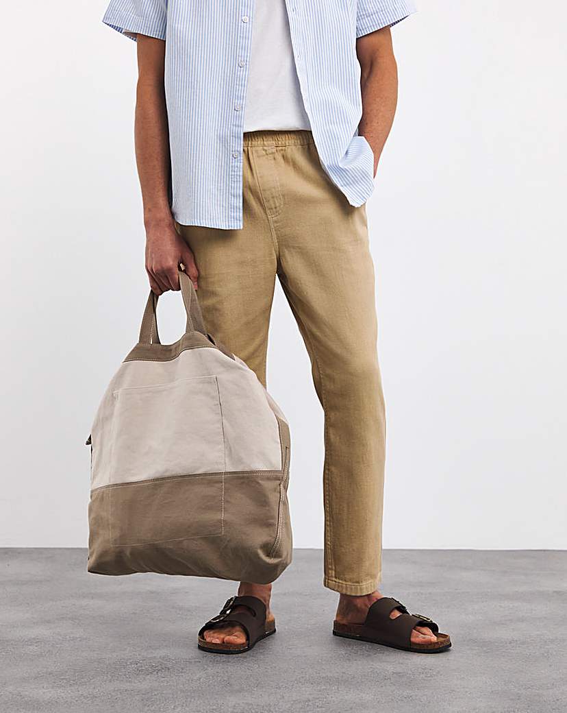Elasticated Drawcord Canvas Trouser - Stone