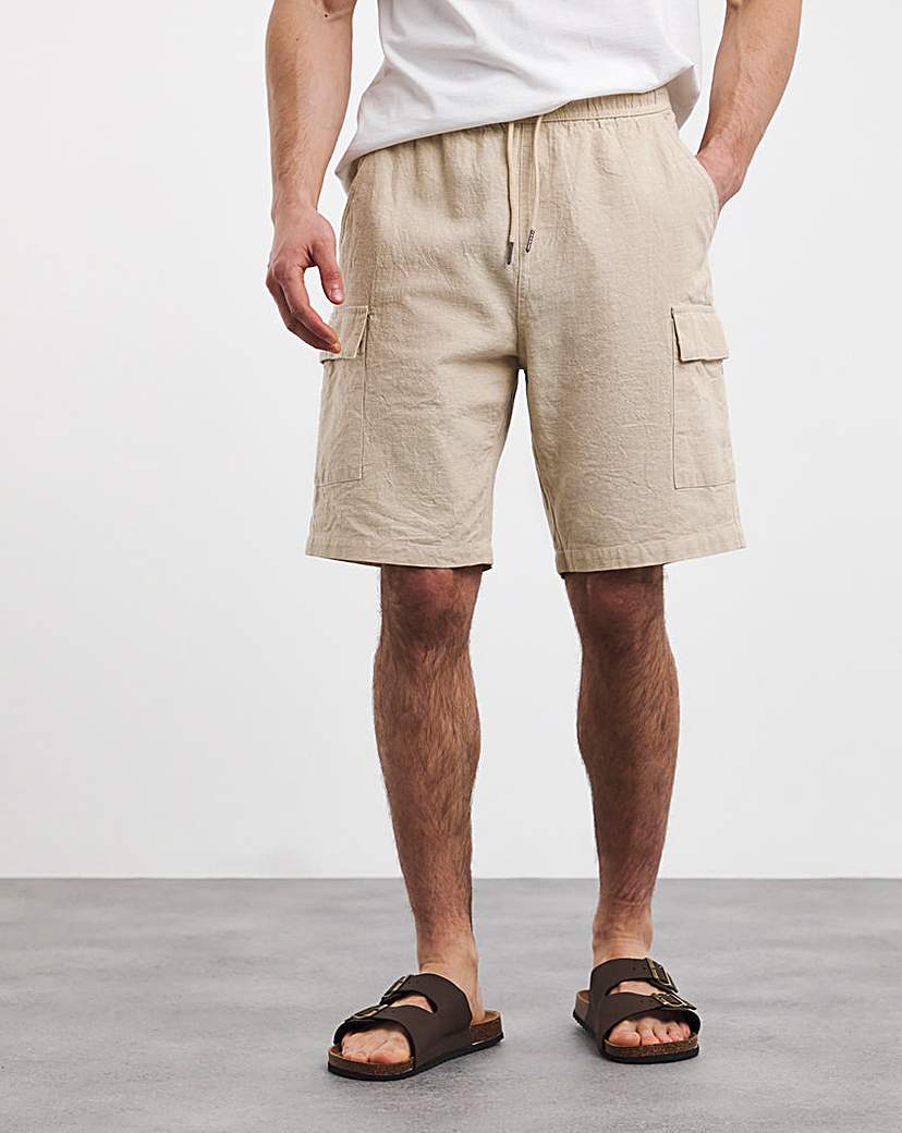 Linen Blend Elasticated Cargo Short