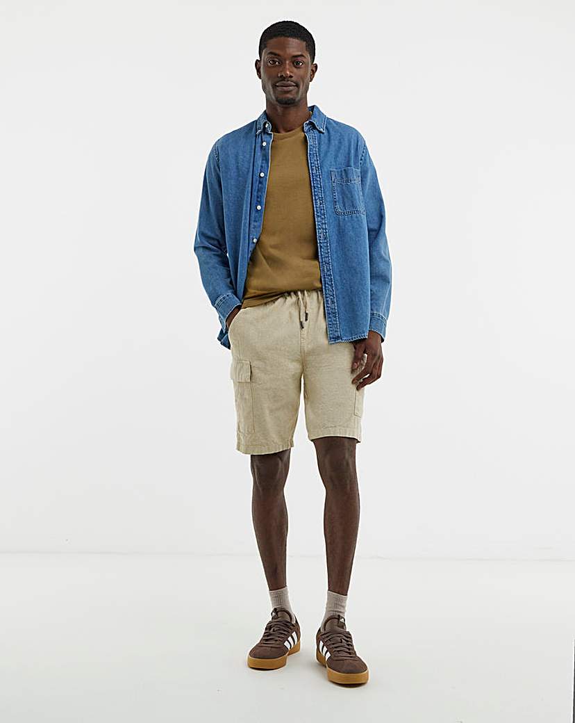 Linen Blend Elasticated Cargo Short