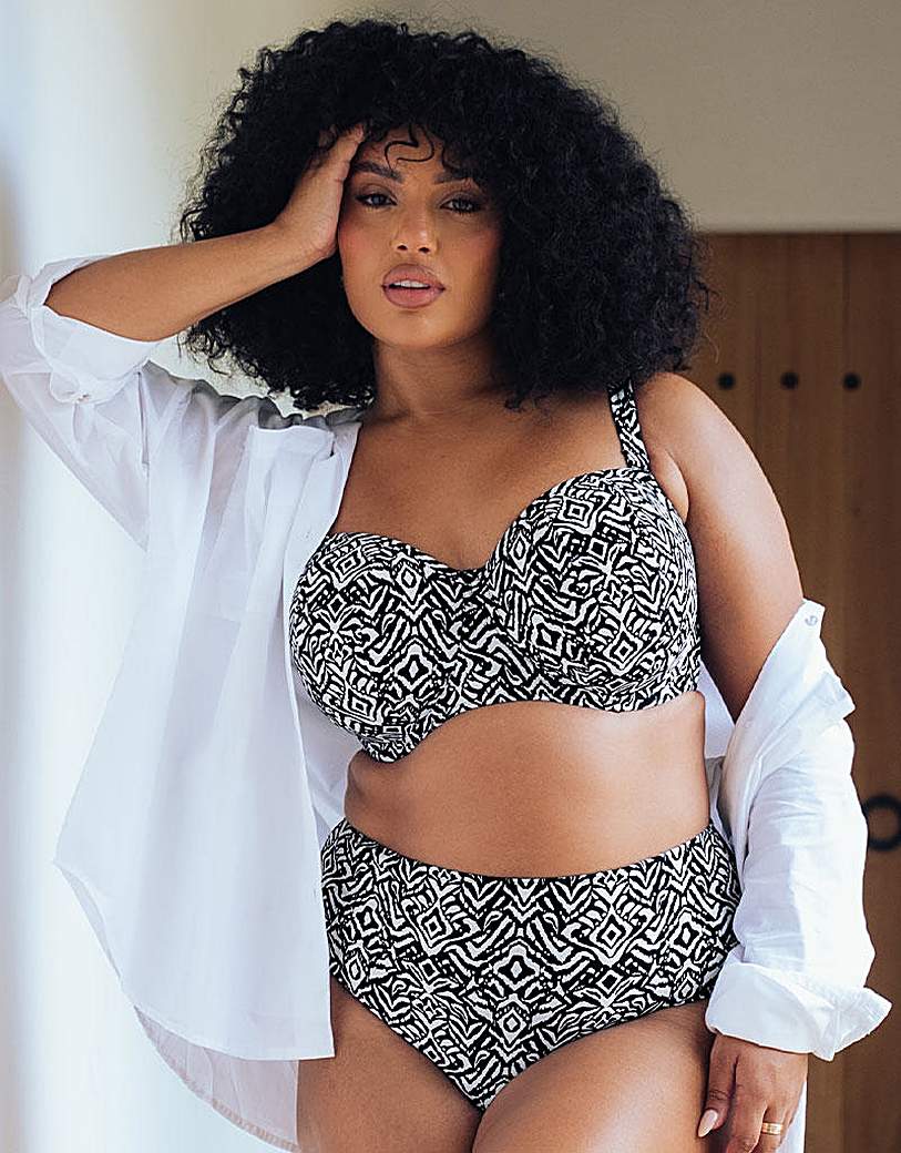 Curvy Kate Black Print Wild Horizon Bikini Brief - Medium