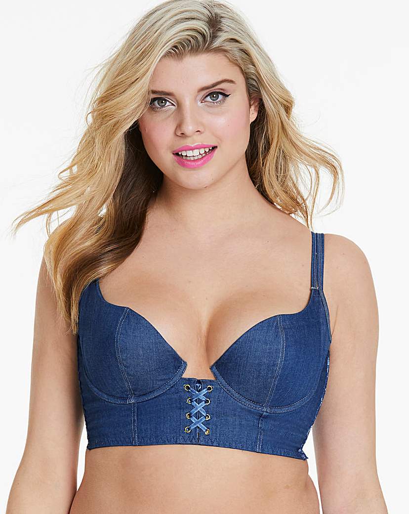 Image of Simply Be Chloe Denim Plunge Midi Bra