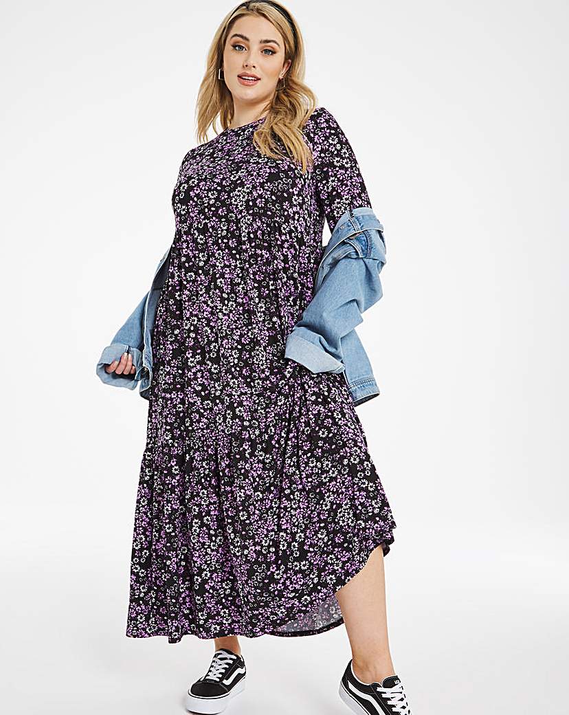 Soft Touch Tiered Midi Smock Dress