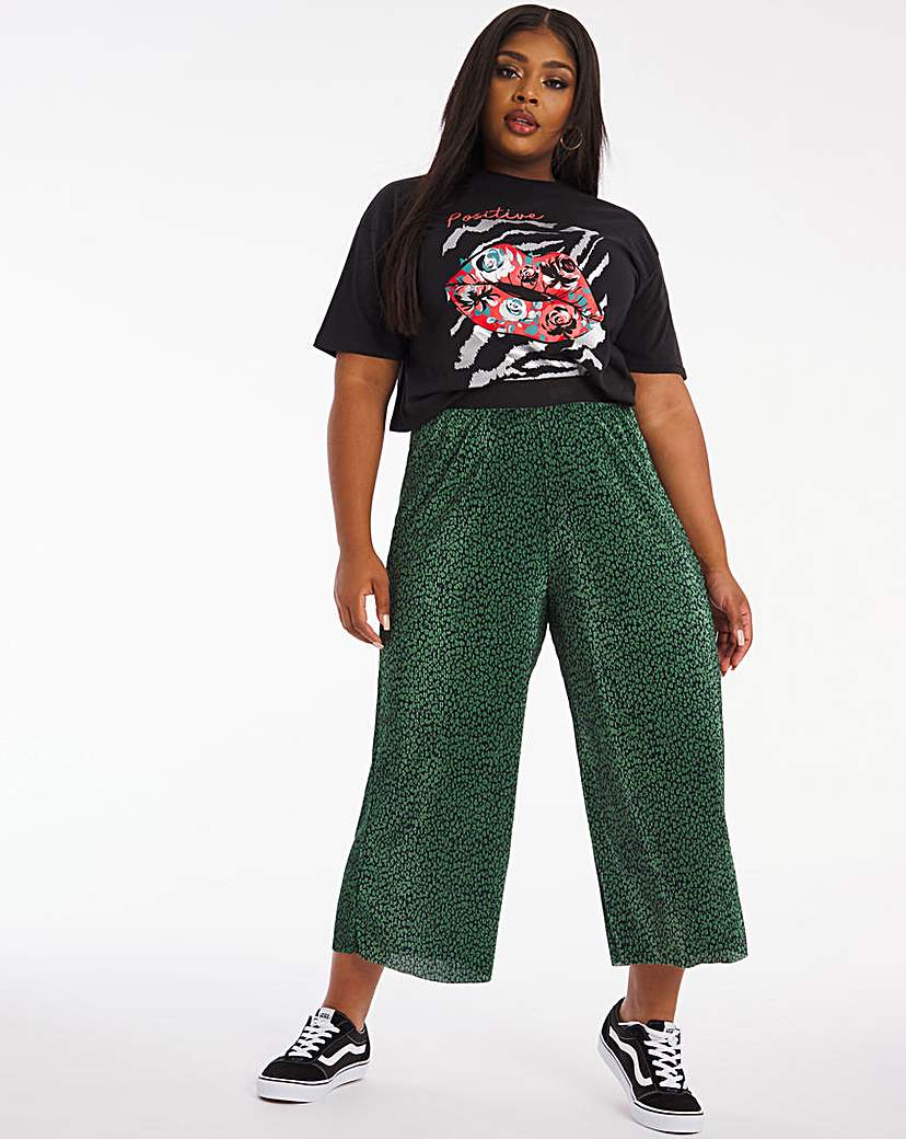 Image of Animal Print Plisse Wide Culottes
