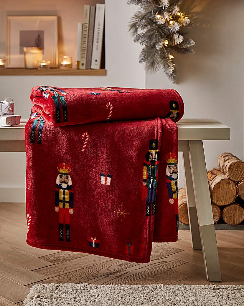 Christmas Fleece Nutcracker Throw