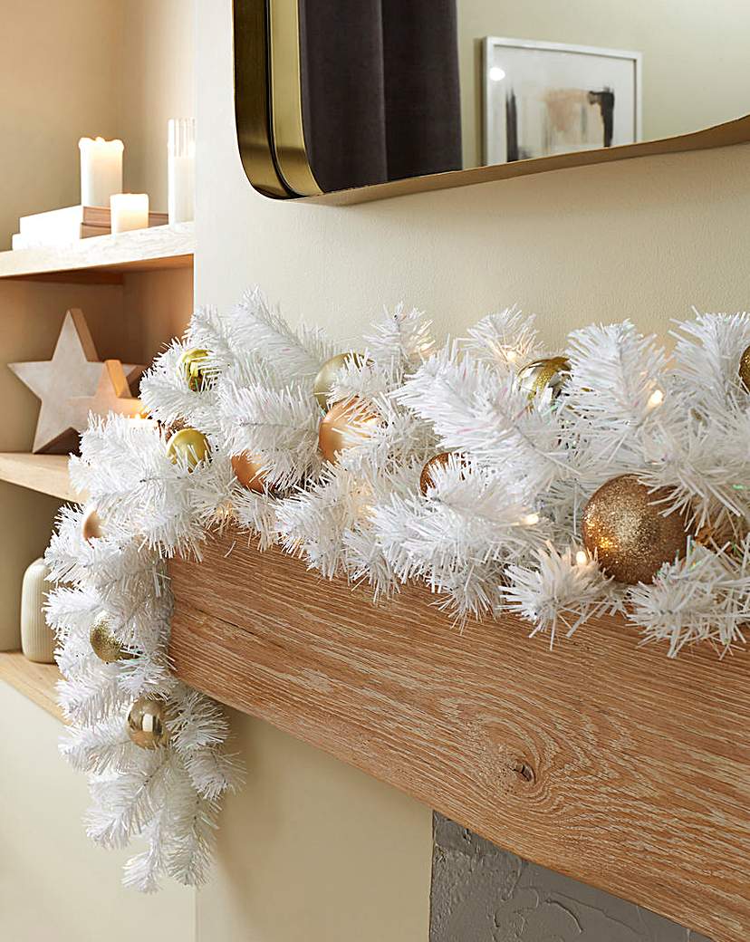 Montana White Pre-Lit Christmas Garland