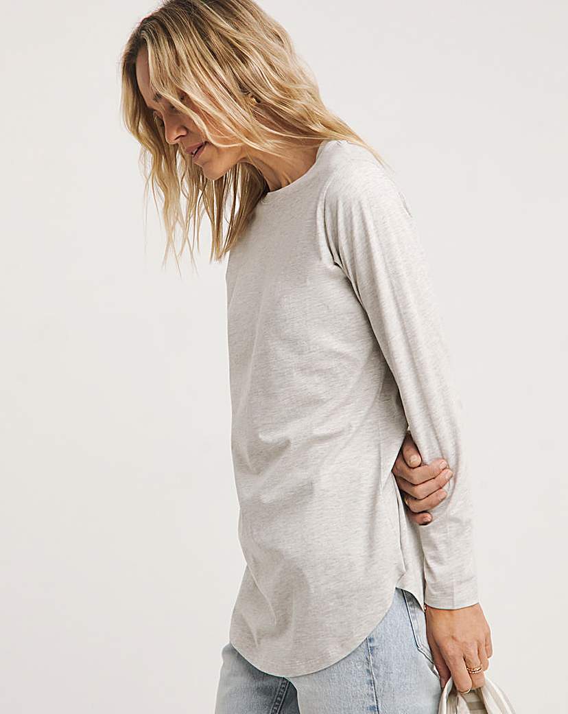 Longline Long Sleeve Curved Hem Top