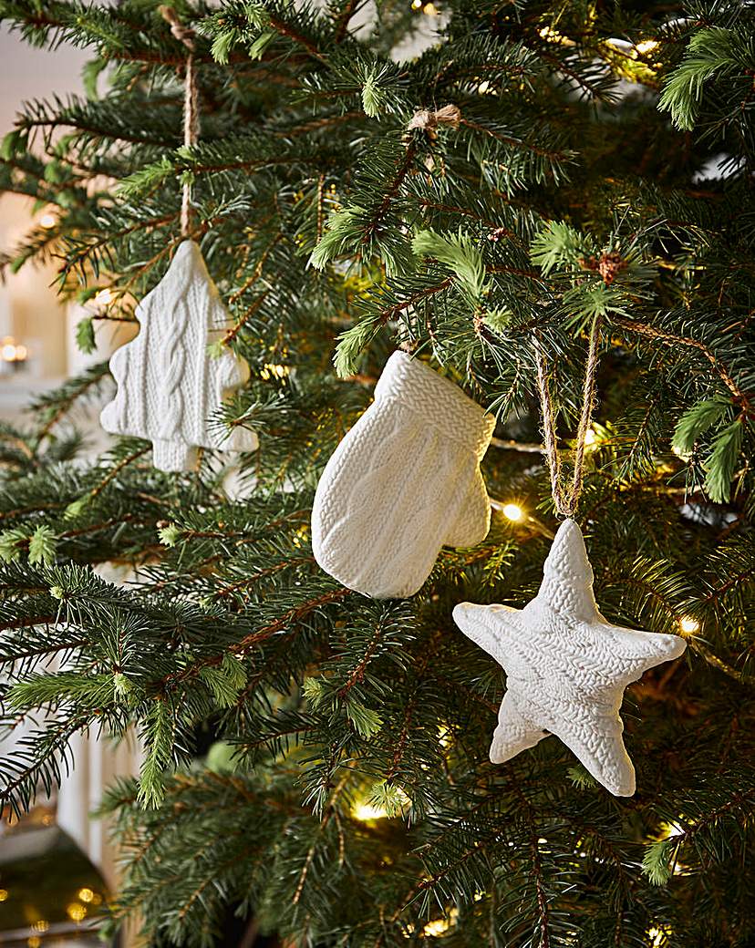 Porcelain Knitted Baubles - Set of 3