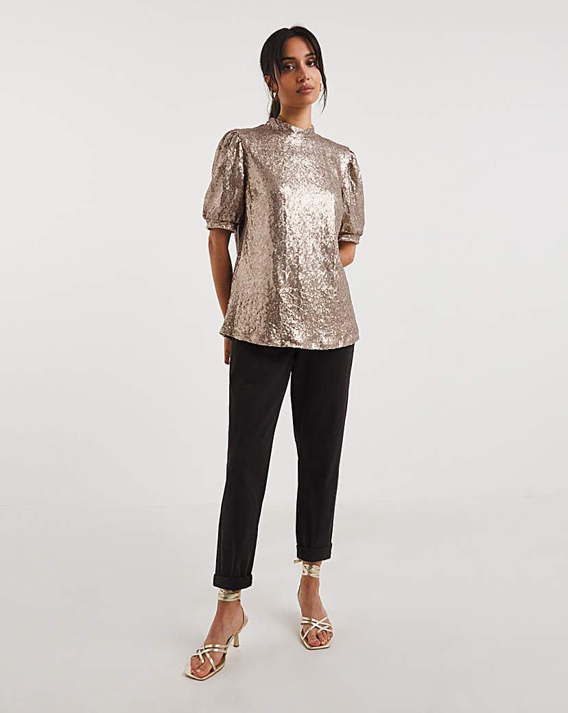 Short Sleeve Sequin Top