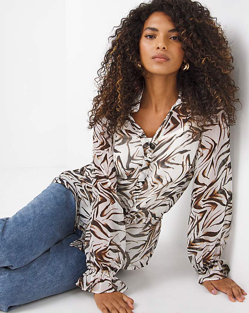 Drawstring Waist Sheer Shirt With Cami