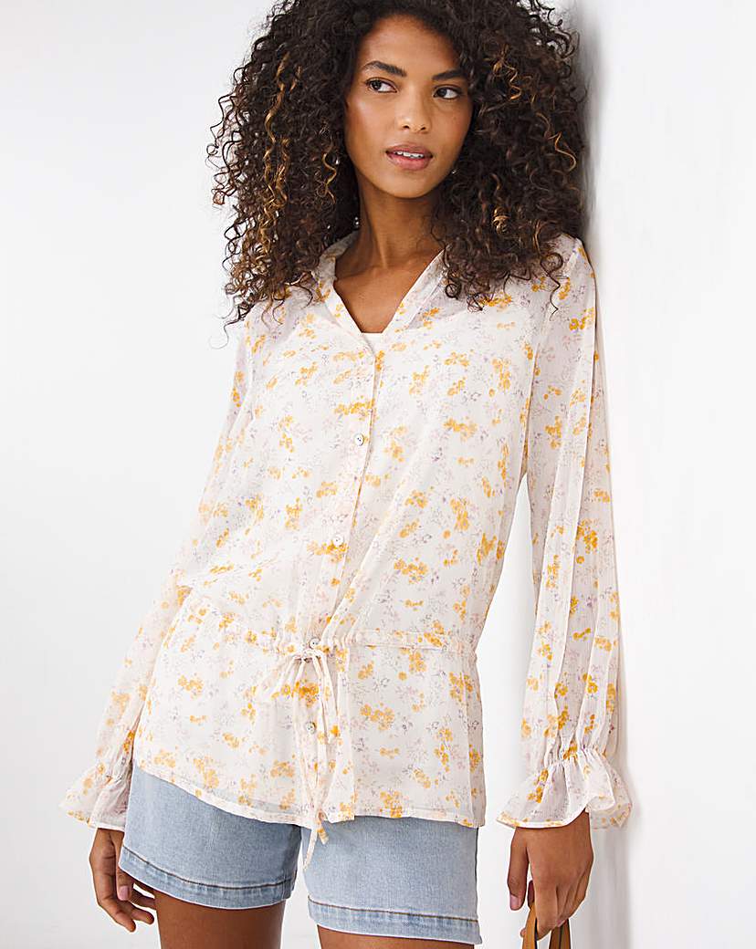 Drawstring Waist Sheer Shirt