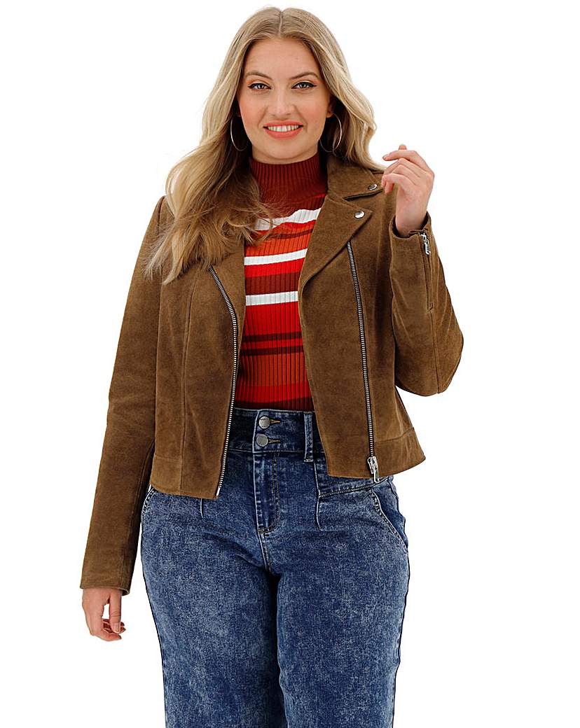 Camel Suede Biker Jacket