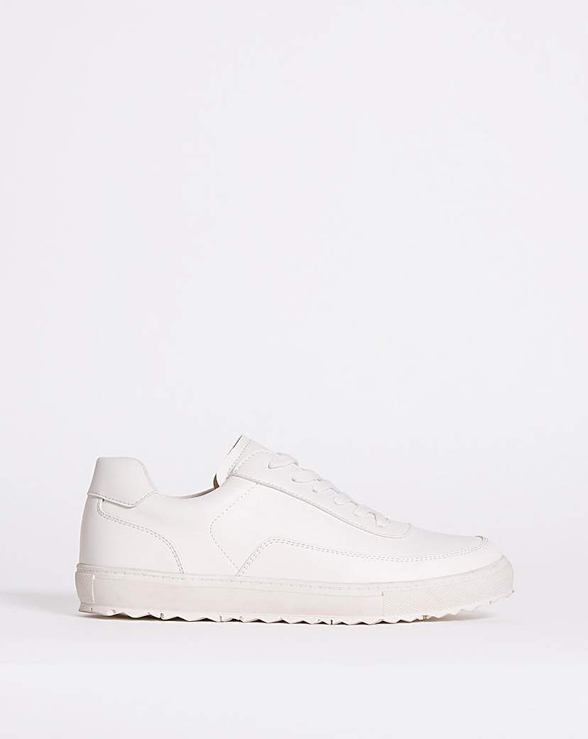 White Lace Up Trainer Wide Fit