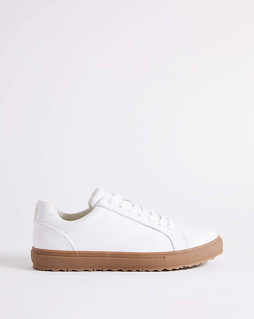 White Gum Sole Trainer Wide Fit