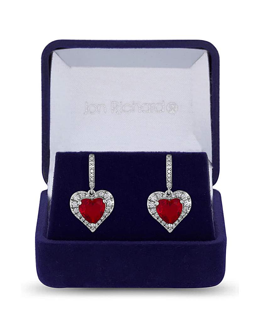 Jon Richard CZ Red Heart Earrings