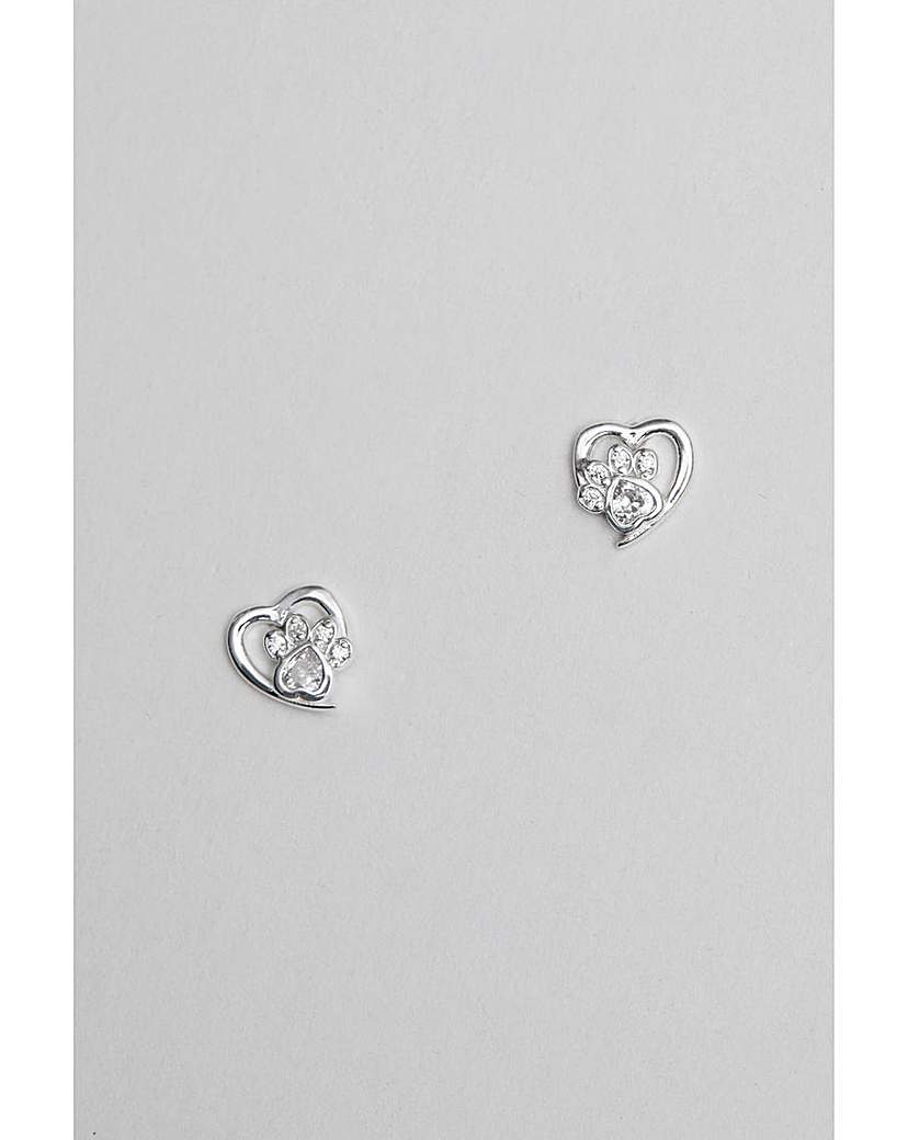 Simply Silver Paw And Heart Earrings