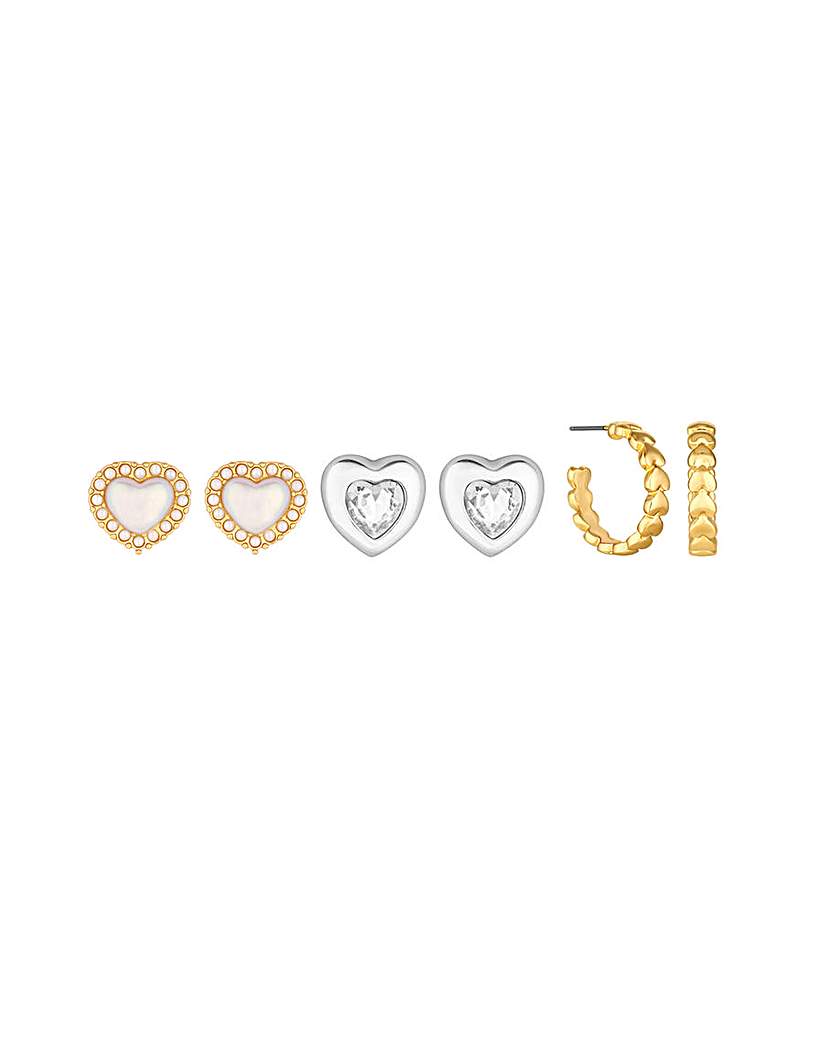 Mood Crystal Pearl Heart Stud Earrings