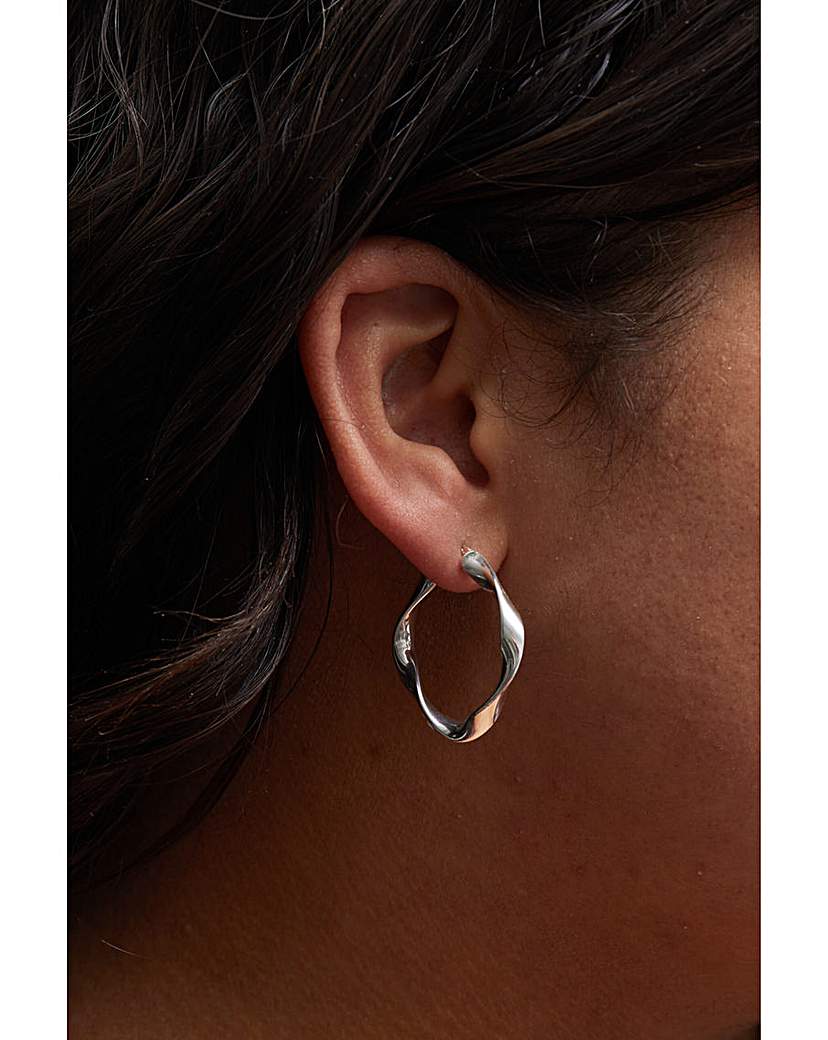Simply Silver Square Twist Hoop Earrings