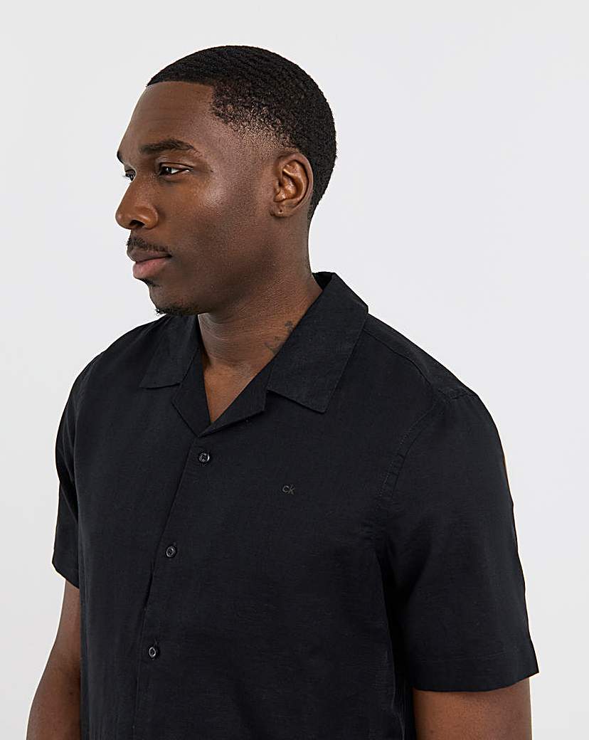 New In - Calvin Klein Linen Cuban Shirt Black