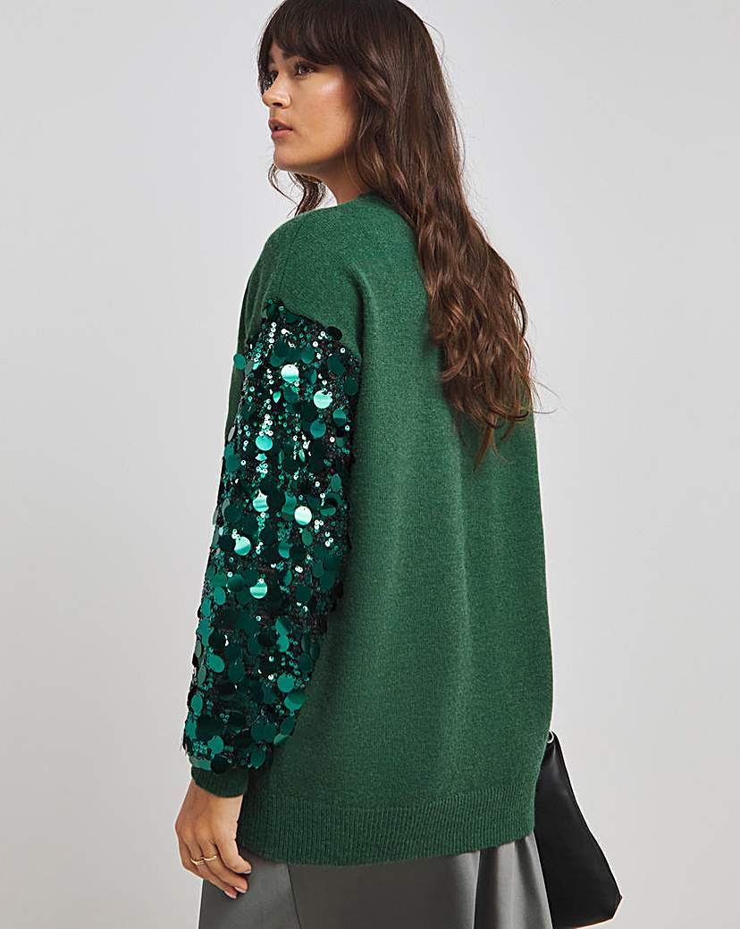 Lovedrobe Disk Sequin Sleeve Jumper