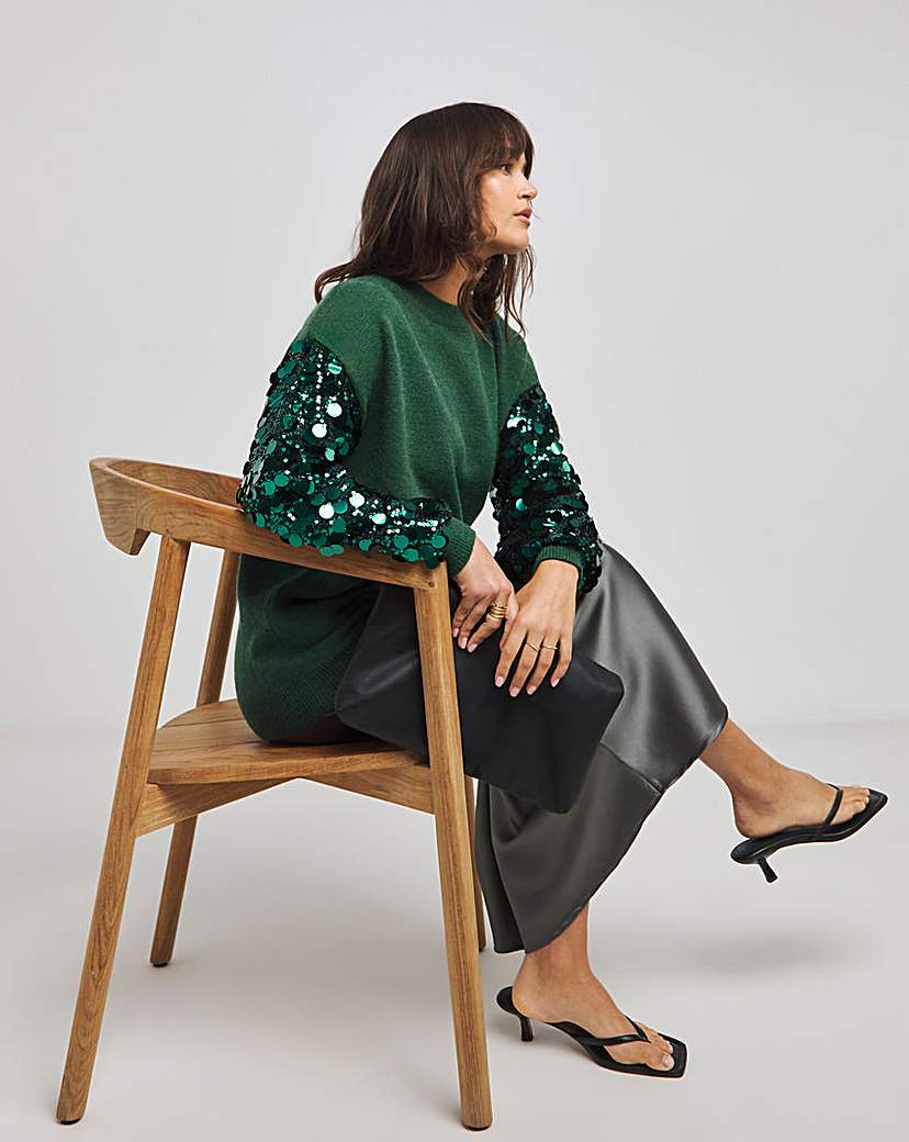 Lovedrobe Disk Sequin Sleeve Jumper