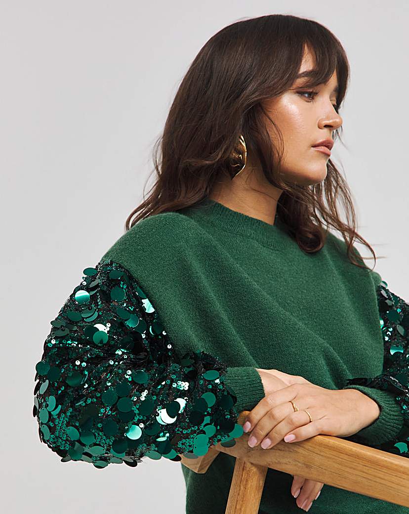Lovedrobe Disk Sequin Sleeve Jumper