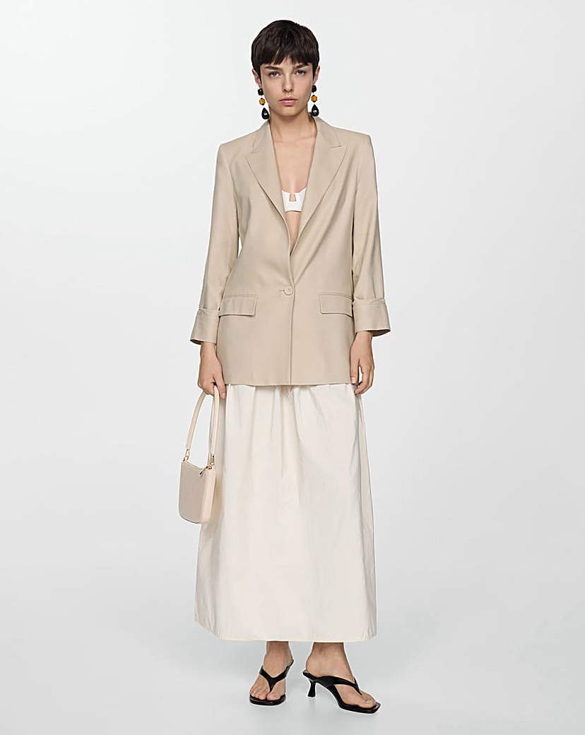 Mango Beige Linen Eleli Blazer