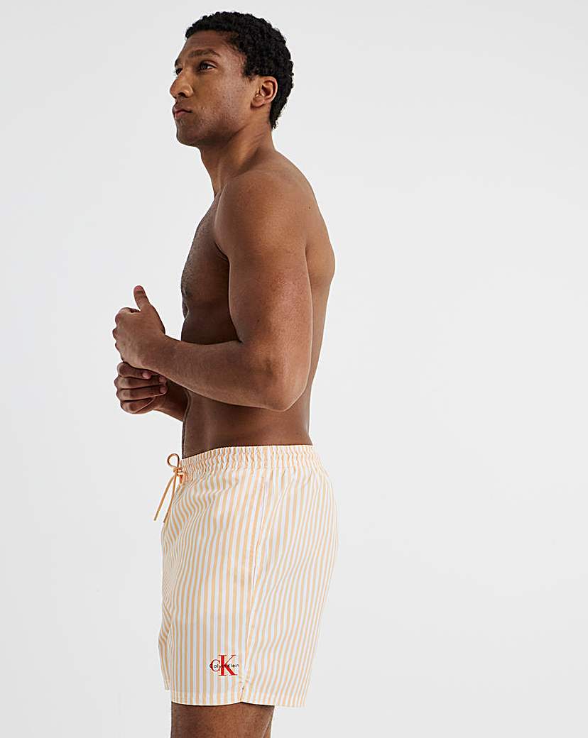 Calvin Klein Men's Swimming Shorts - M - Peach Stripe