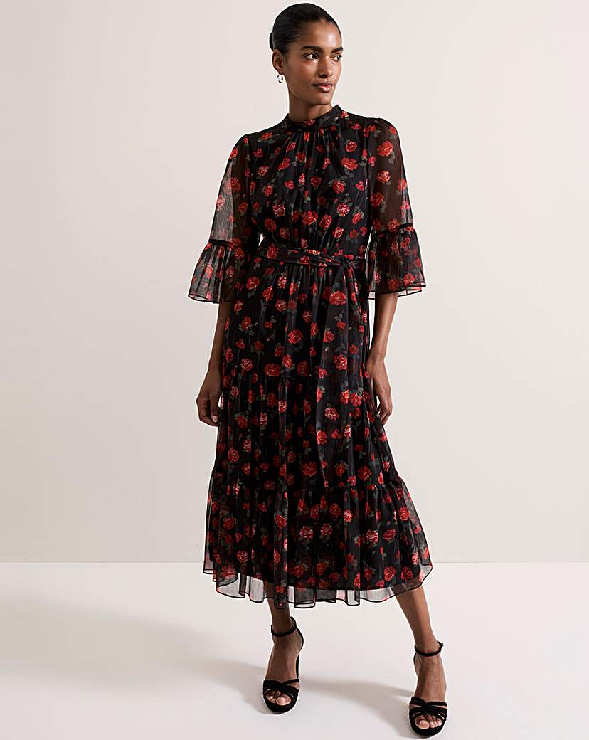 Phase Eight Floral Textured Midi Dress