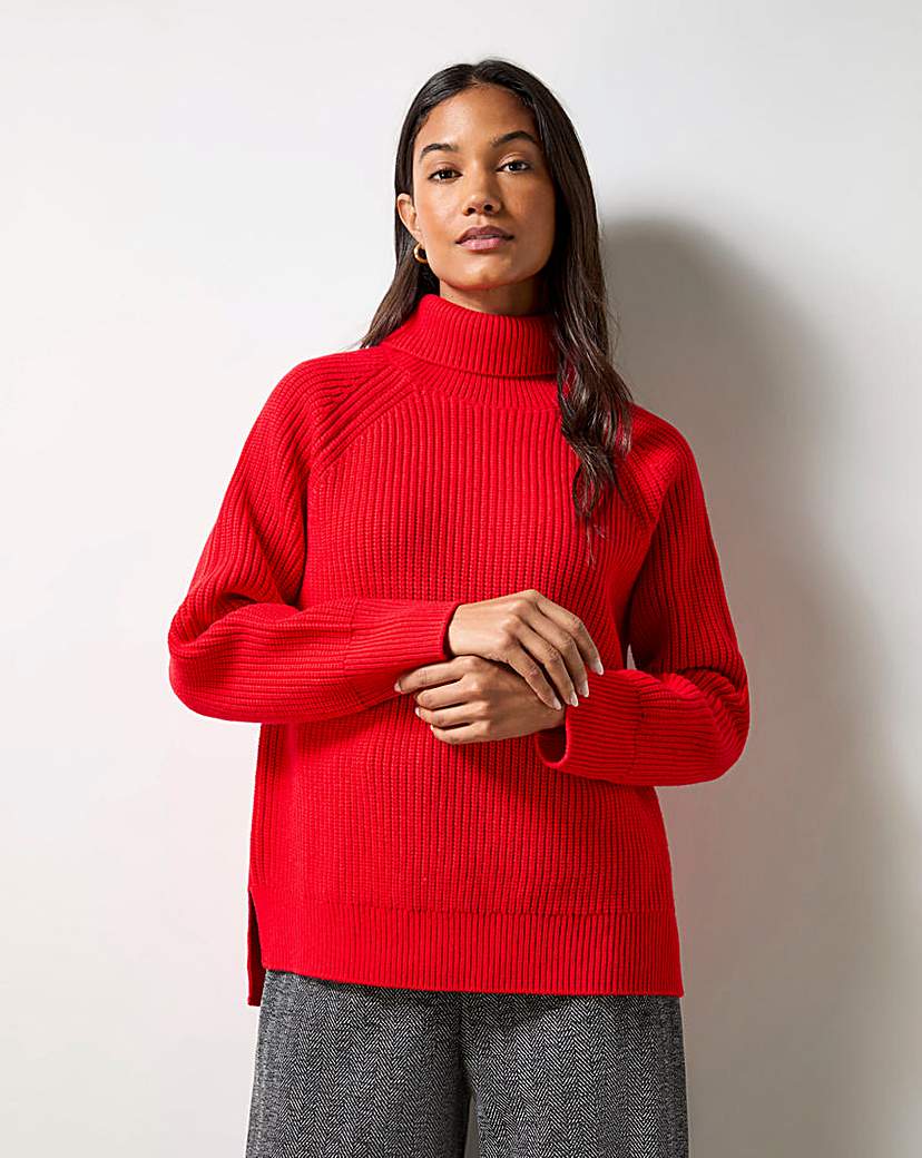 Ro&Zo Red Ribbed High Neck Jumper