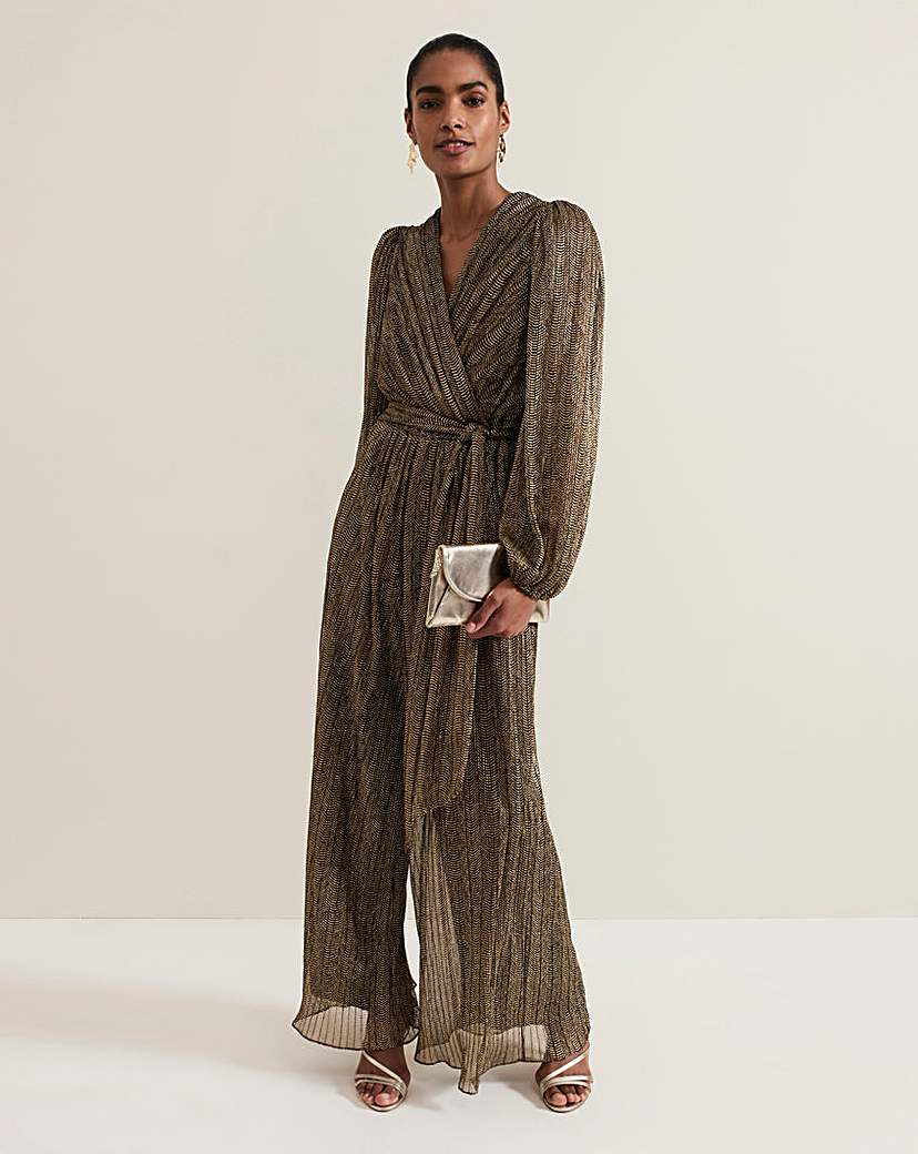 New In - Phase Eight Gold Textured Jumpsuit