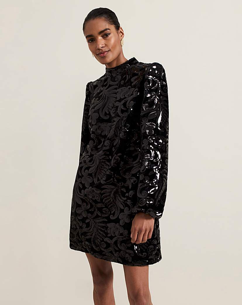 New In - Phase Eight Sequin Velvet Shift Dress