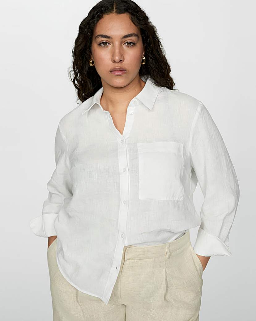 Mango White Linen Lino Shirt