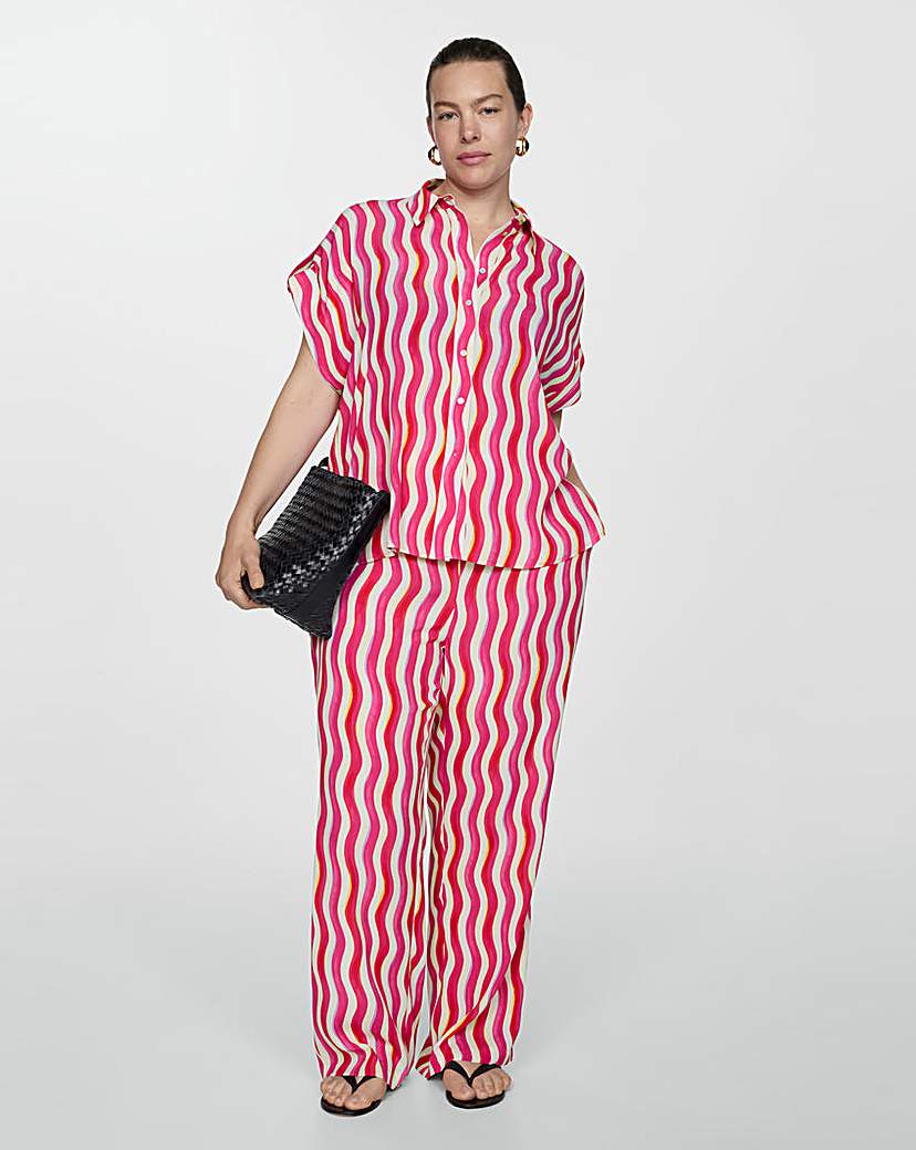 Mango Ibiza Wavy Stripe Shirt Pink - Mango - Size: 8