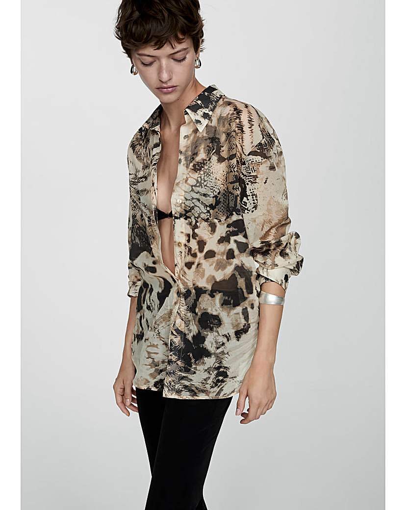 Mango Semi Sheer Animal Print Shirt