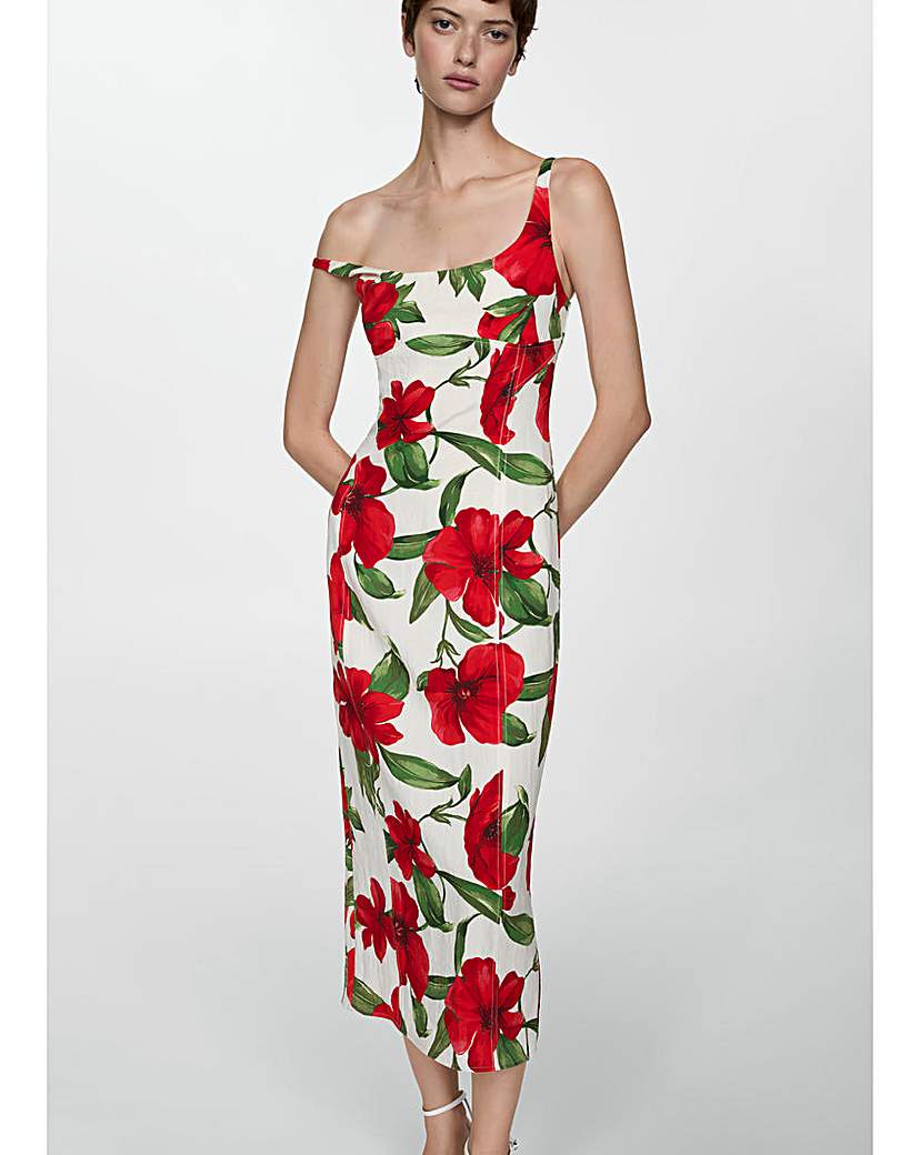 Mango Dulce Floral Midi Dress