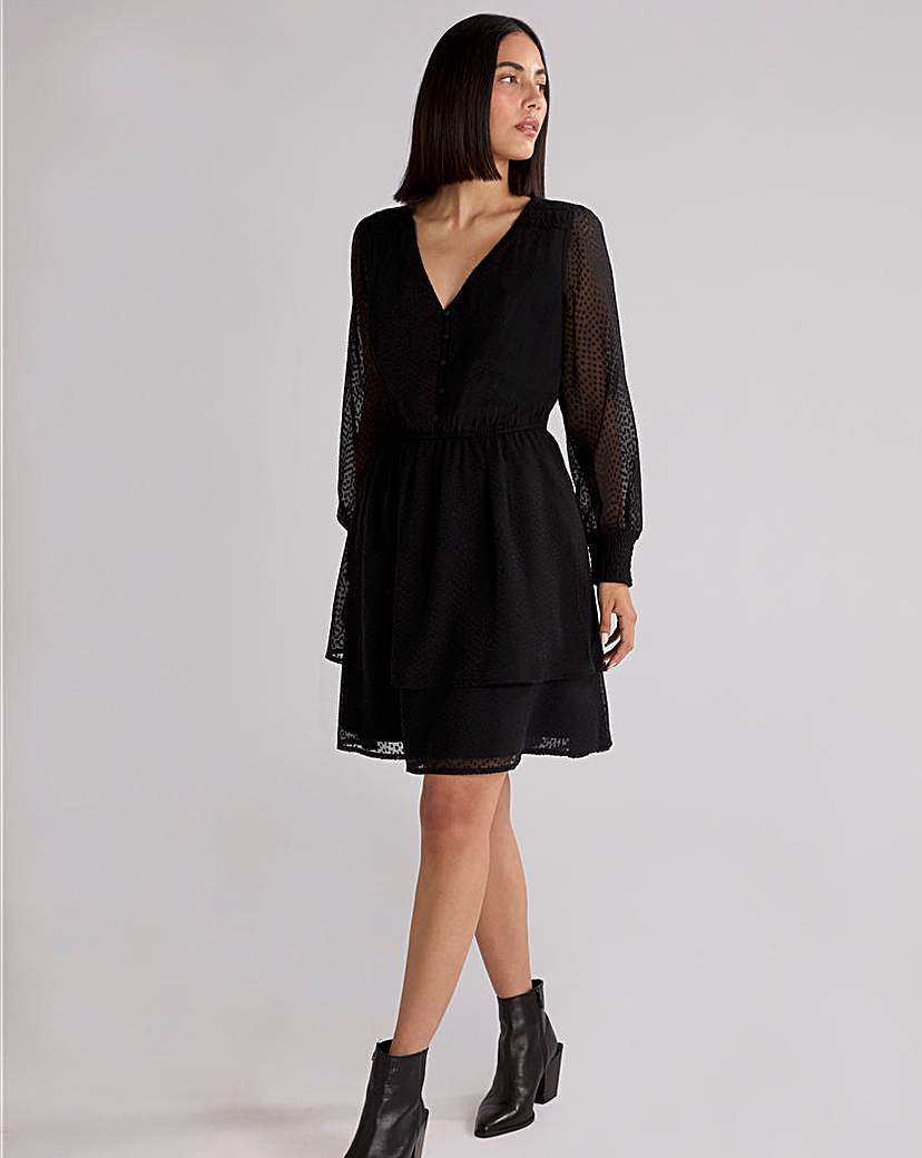 Ro&Zo Black Dobby Trim Dress