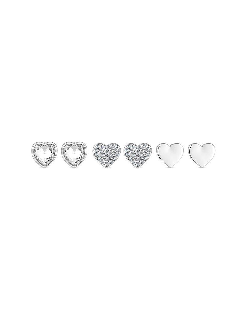 Mood Pack of 3 Crystal Heart Earrings