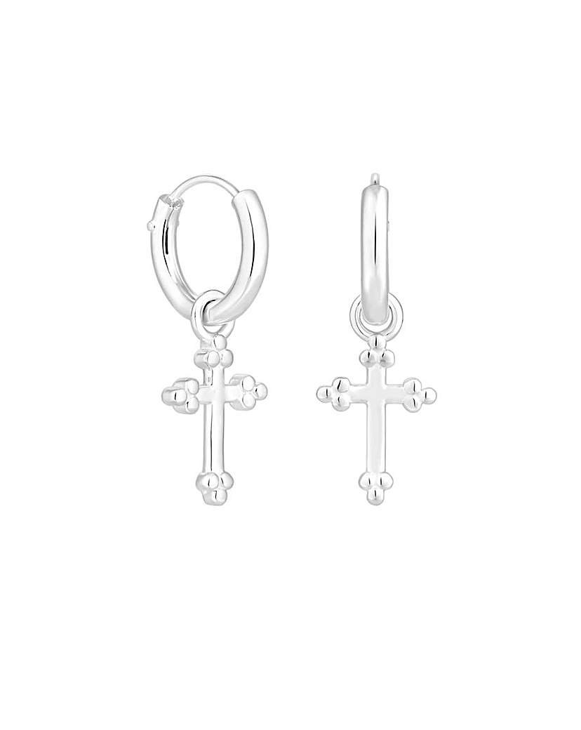 Simply Silver Charm Cross Earrings
